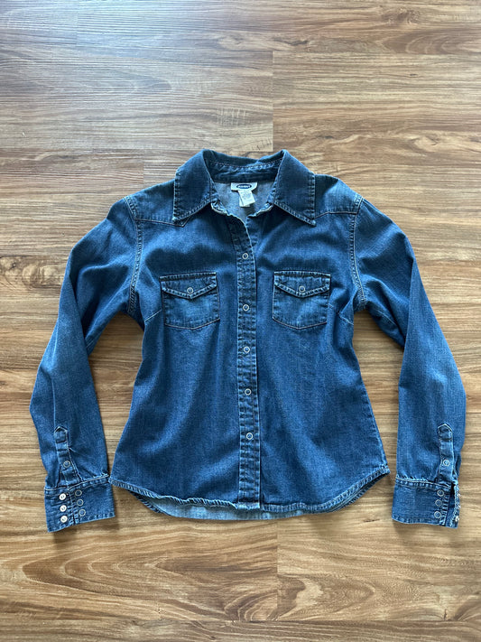 Vintage 2000s dark denim soft buttoned top