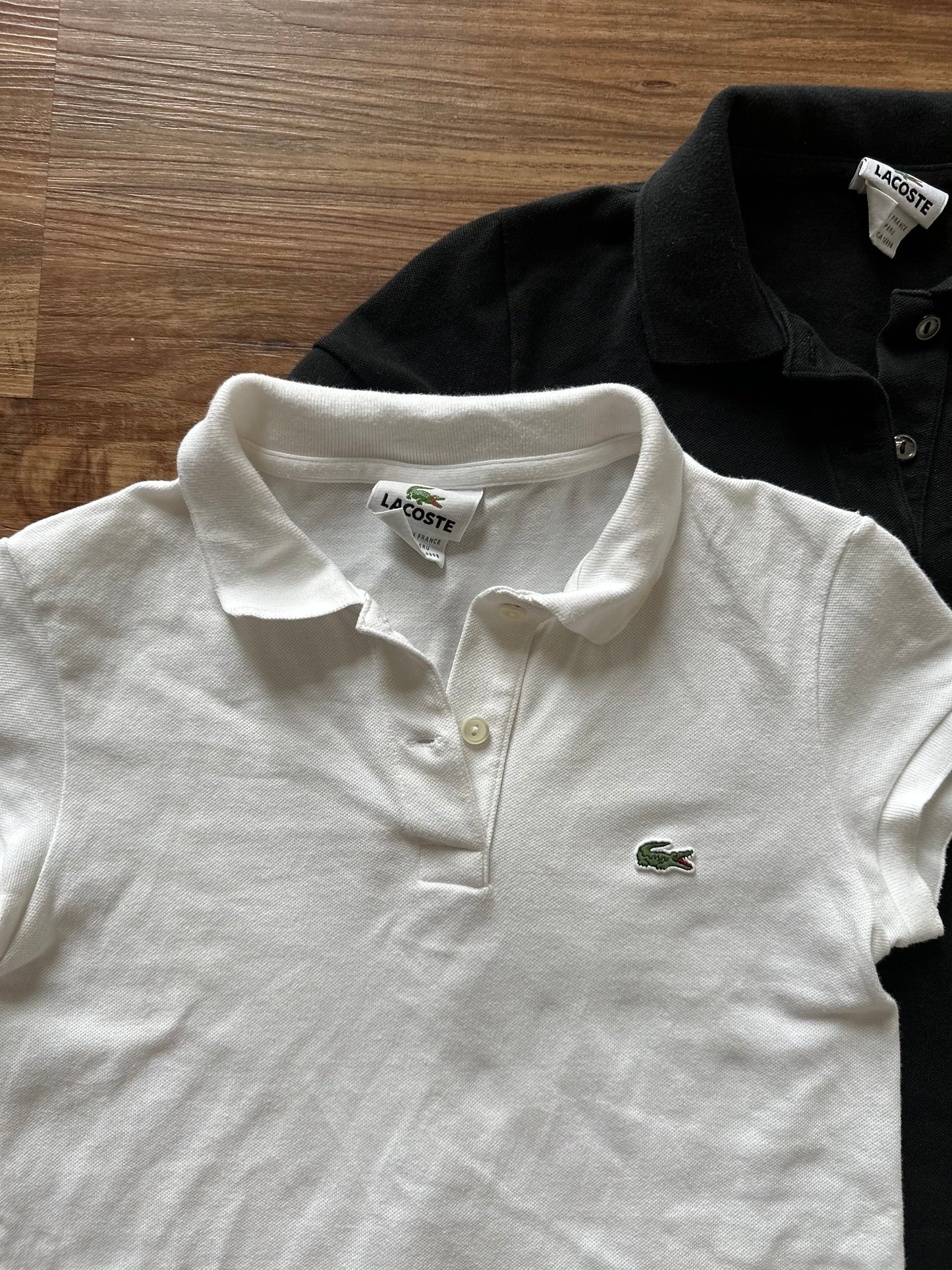 Vintage 2000s black/white lacoste cotton polos (duo)