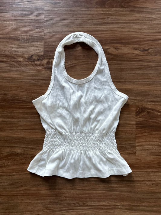 Vintage 2000s 100% cotton white halter top