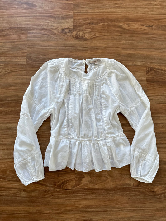 2000s white cotton puffed sleeve blouse