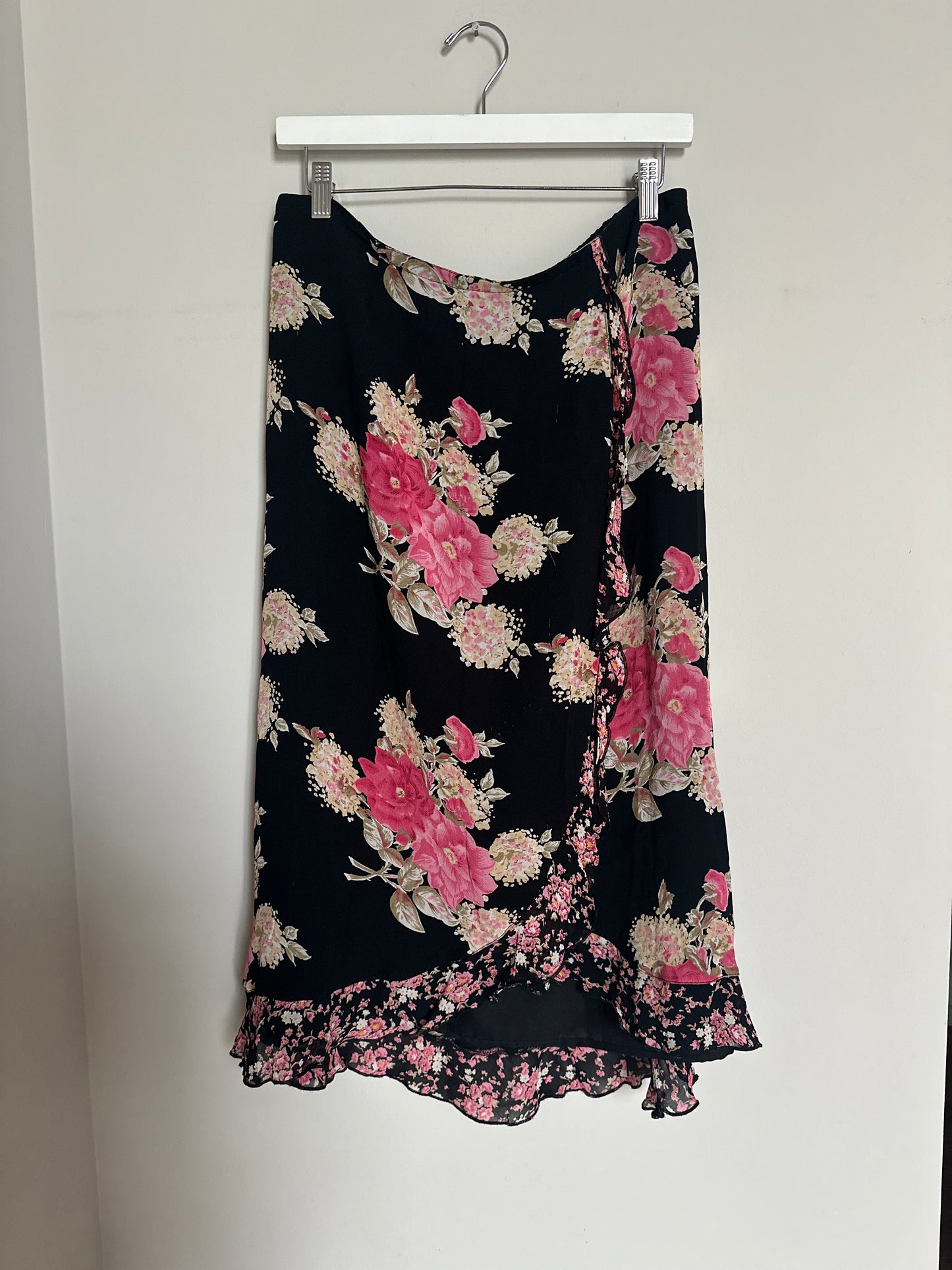 Vintage 90s black floral slip skirt