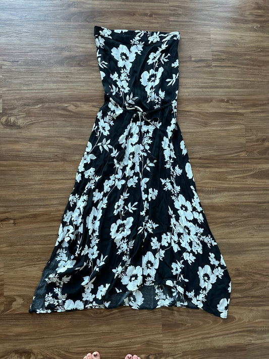 Vintage 2000s black floral tube dress