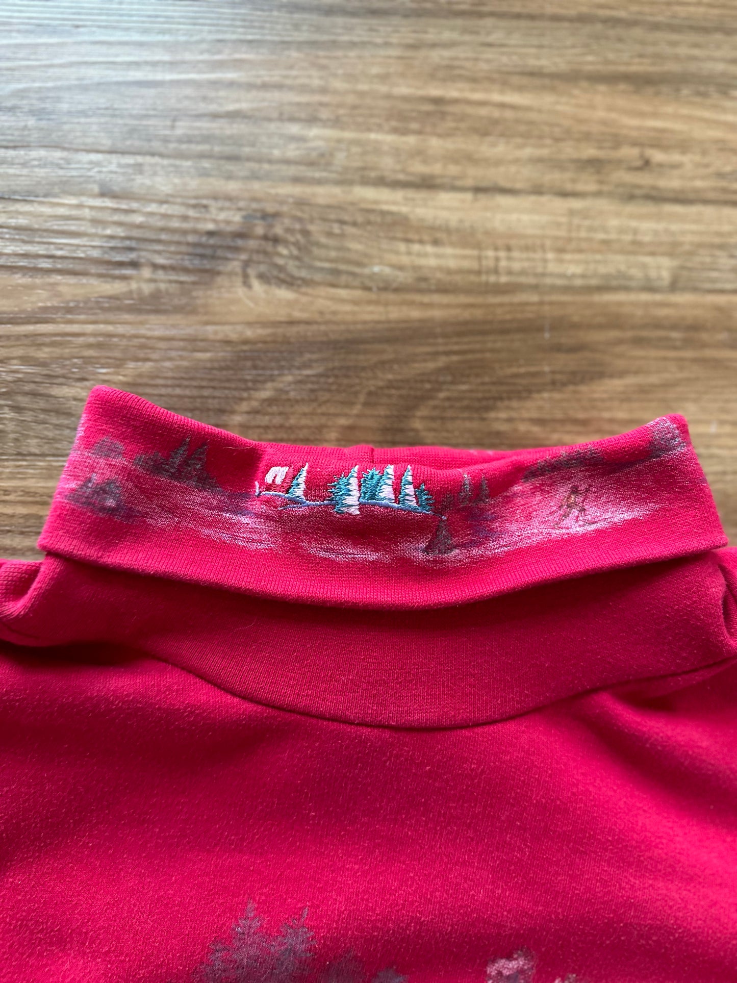 Vintage 90s red with graphic high neck sweater