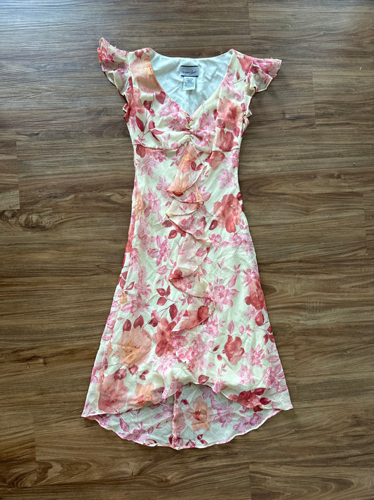 Vintage 2000s pink floral midi slip dress