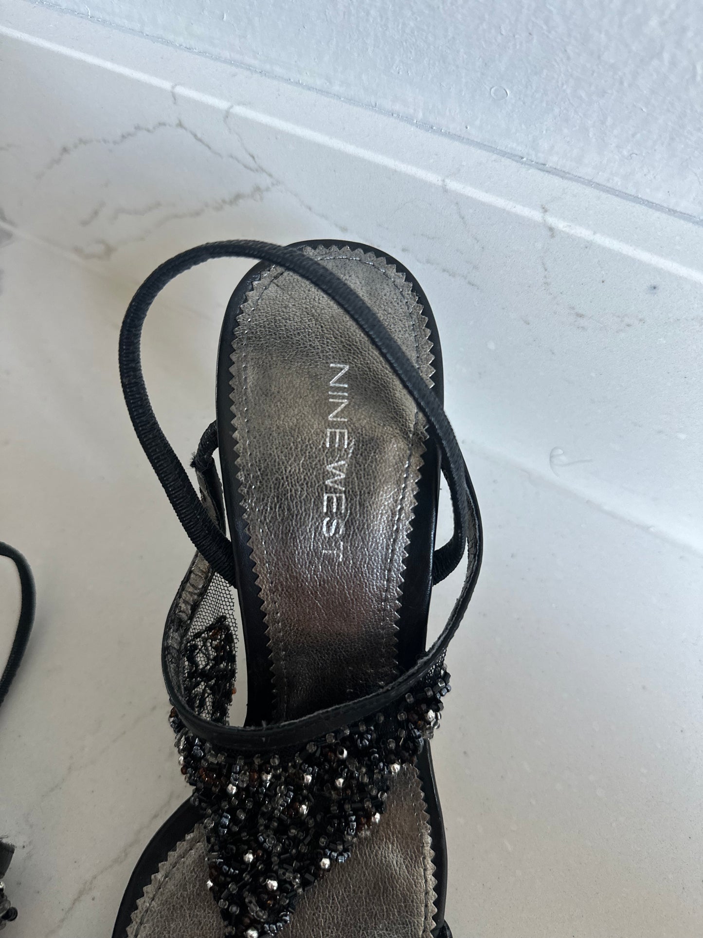 Vintage 2000 black beaded heels