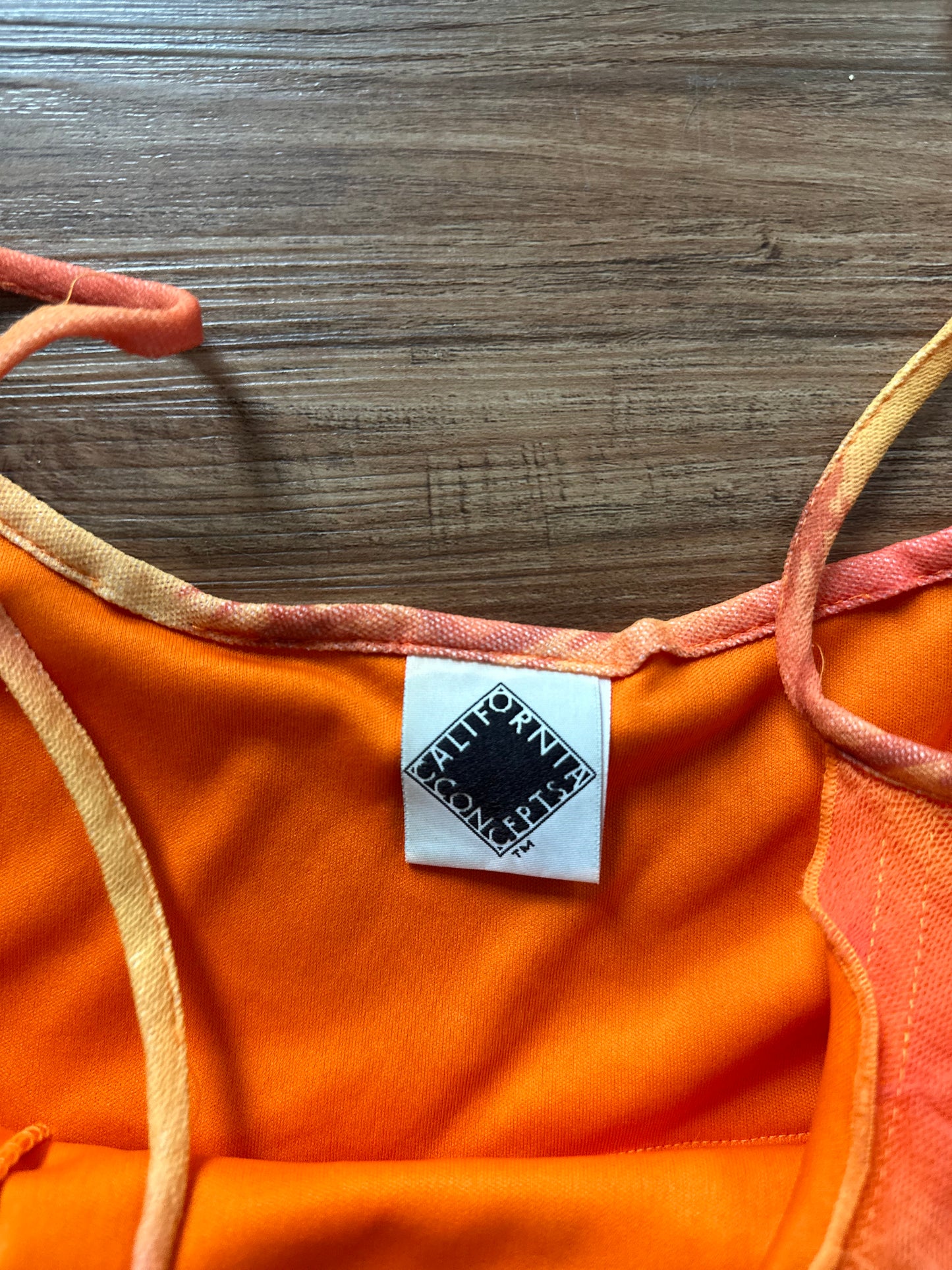 Vintage 90s orange palm beach mini slip dress