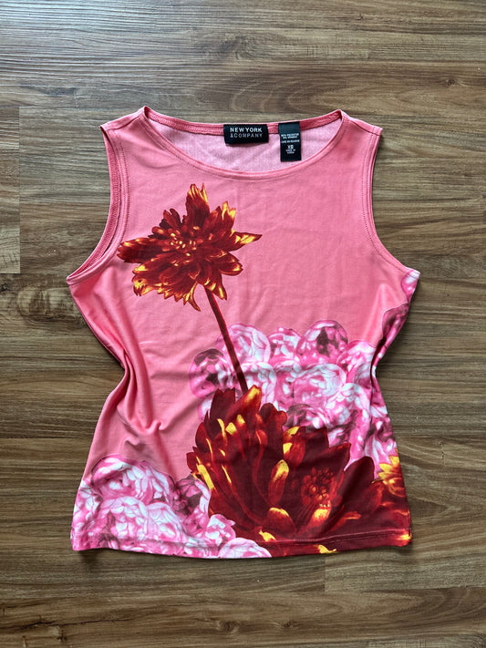 Vintage 2000s pink floral printed tank