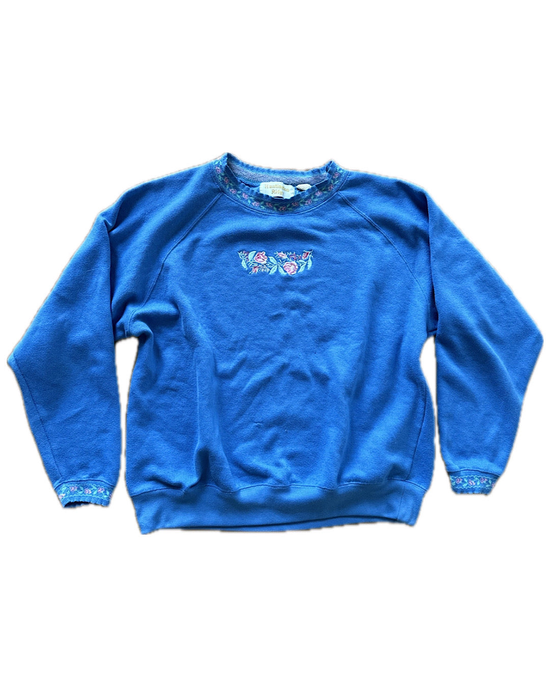 Vintage 90s bright blue with floral sweater