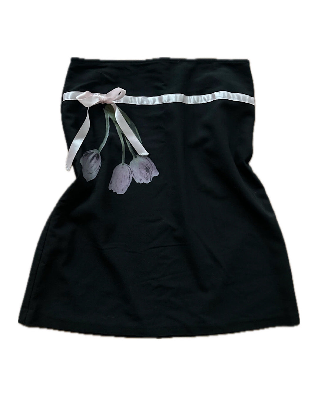 Vintage 2000s black/ pink bow midi skirt