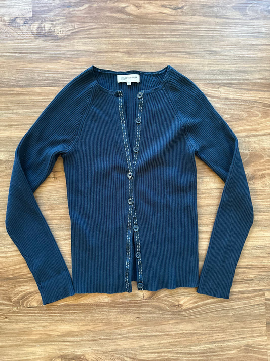 2000s dark navy ribbed cardigan