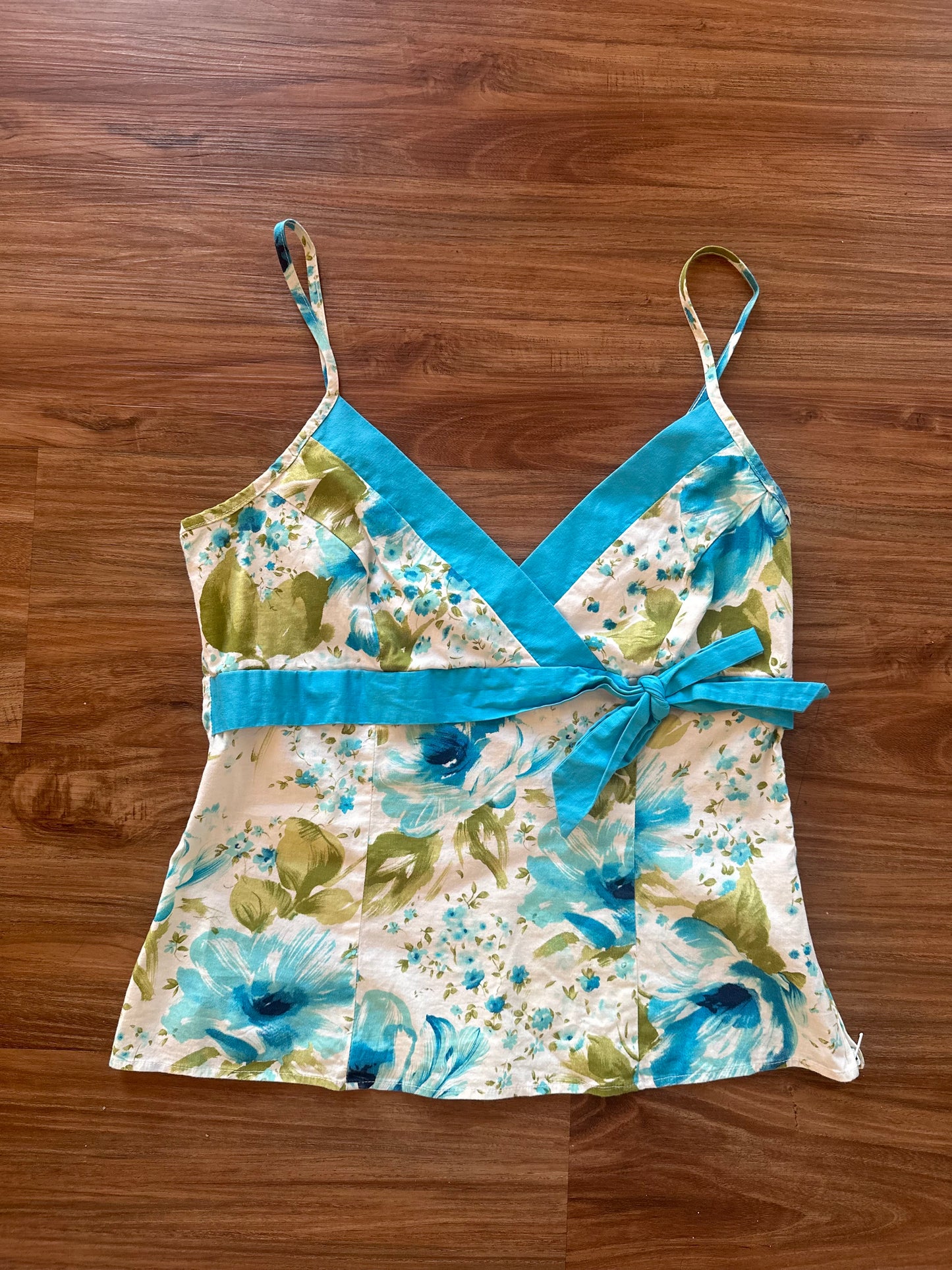 Vintage y2k teal floral camisole