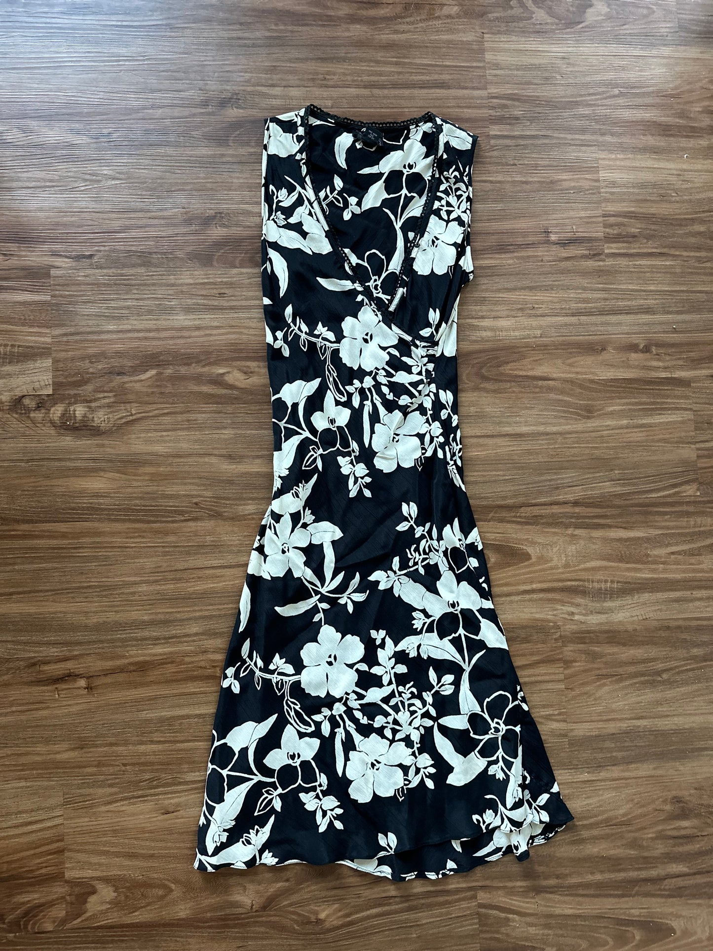 Vintage 2000s floral black slip dress