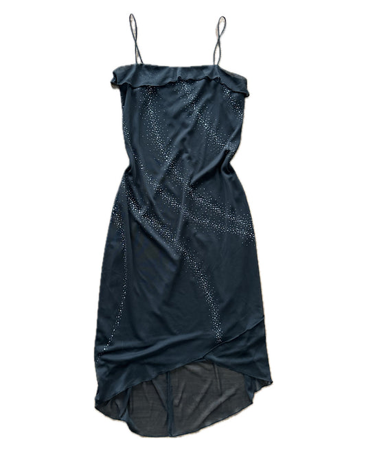 Vintage 2000s black sparkly midi slip dress