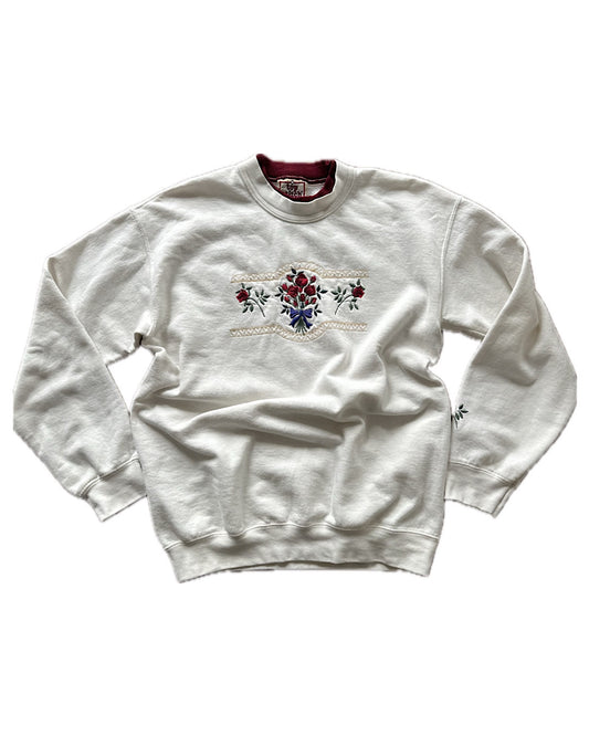 Vintage 90s white with rose embroidery sweater