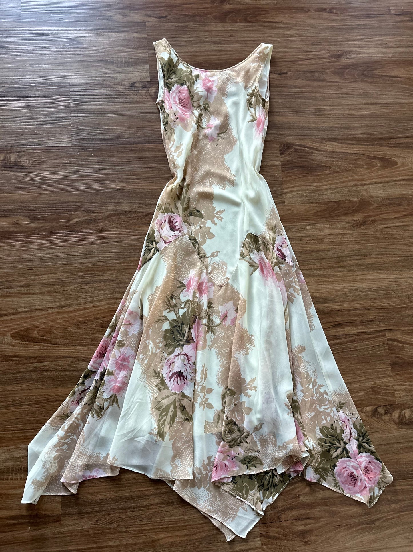 Vintage 90s chiffon floral maxi slip dress