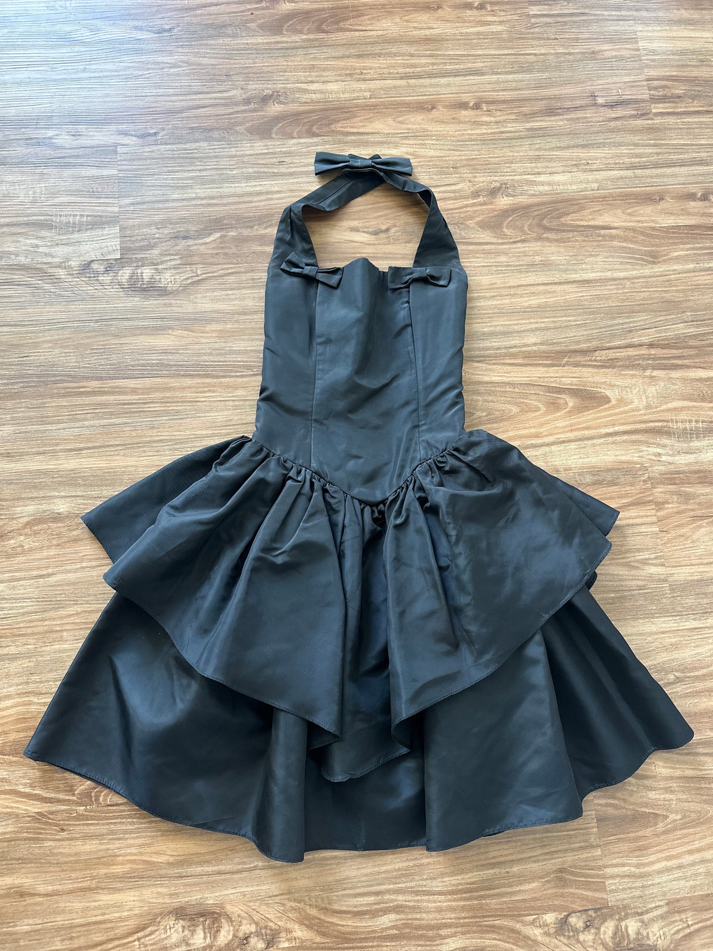 Vintage 90s black with bows halter midi dress