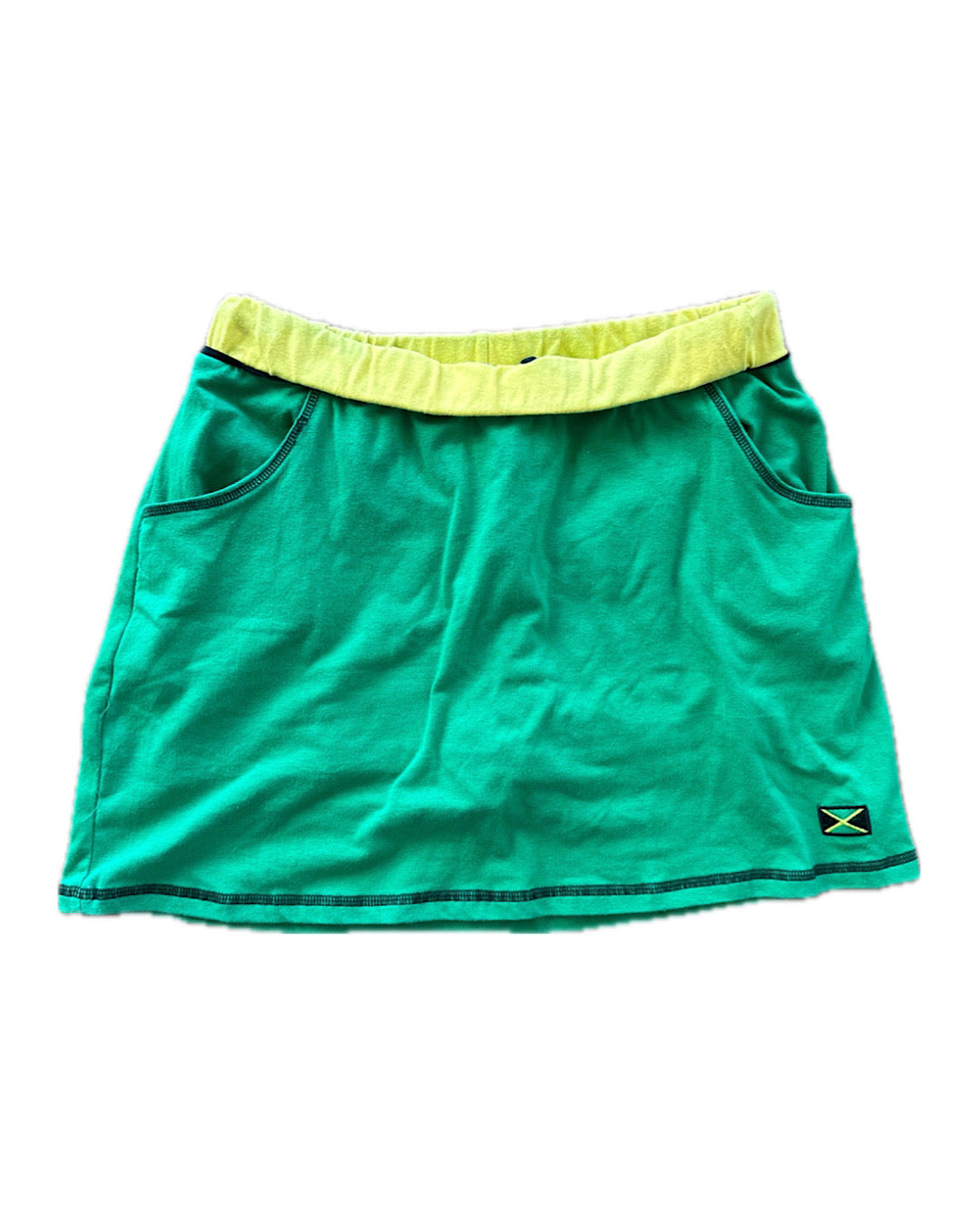 Vintage 2000s green “Jamaica” fitted mini skirt