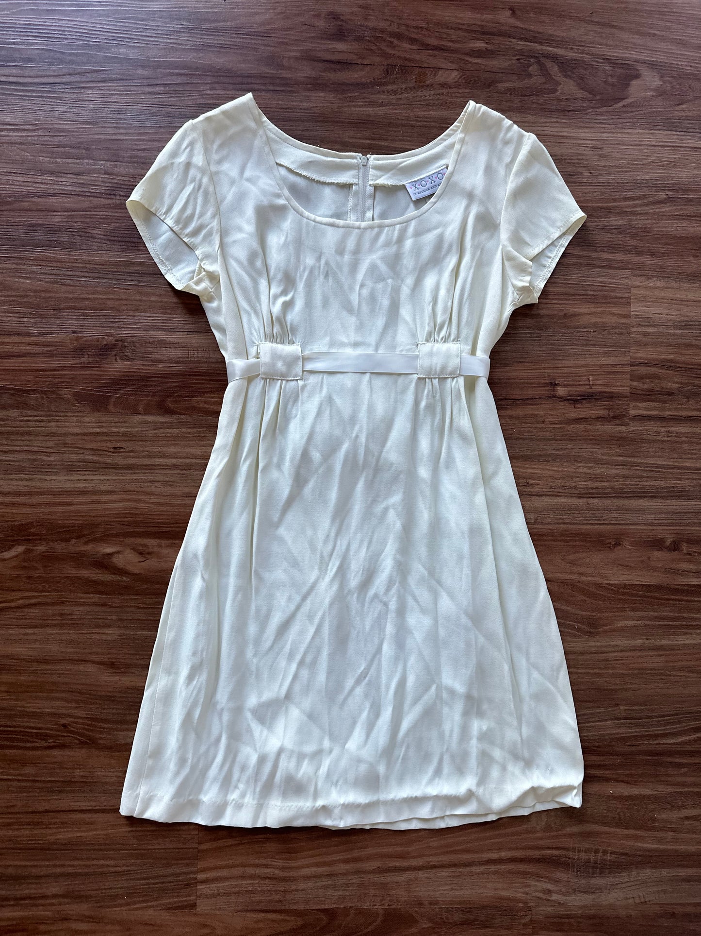 Vintage 90s cream high neck mini dress