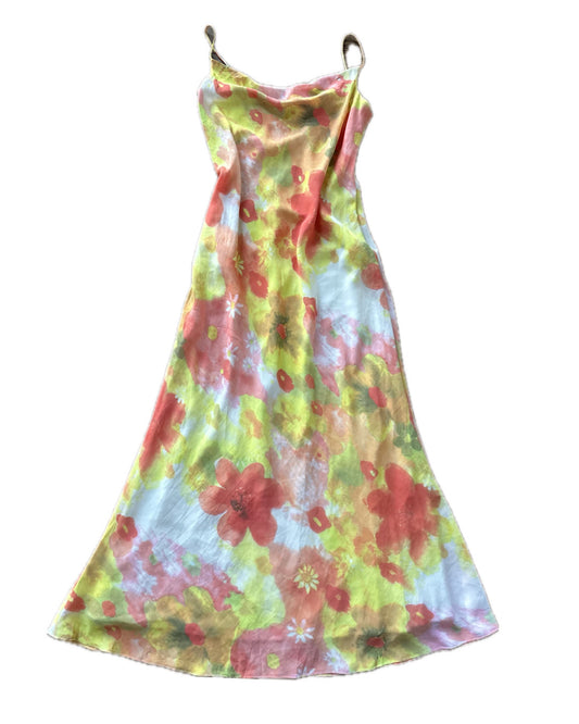 Vintage 2000s large florals maxi slip dress