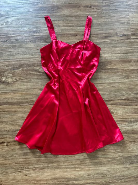 Vintage 90s red satin mini dress