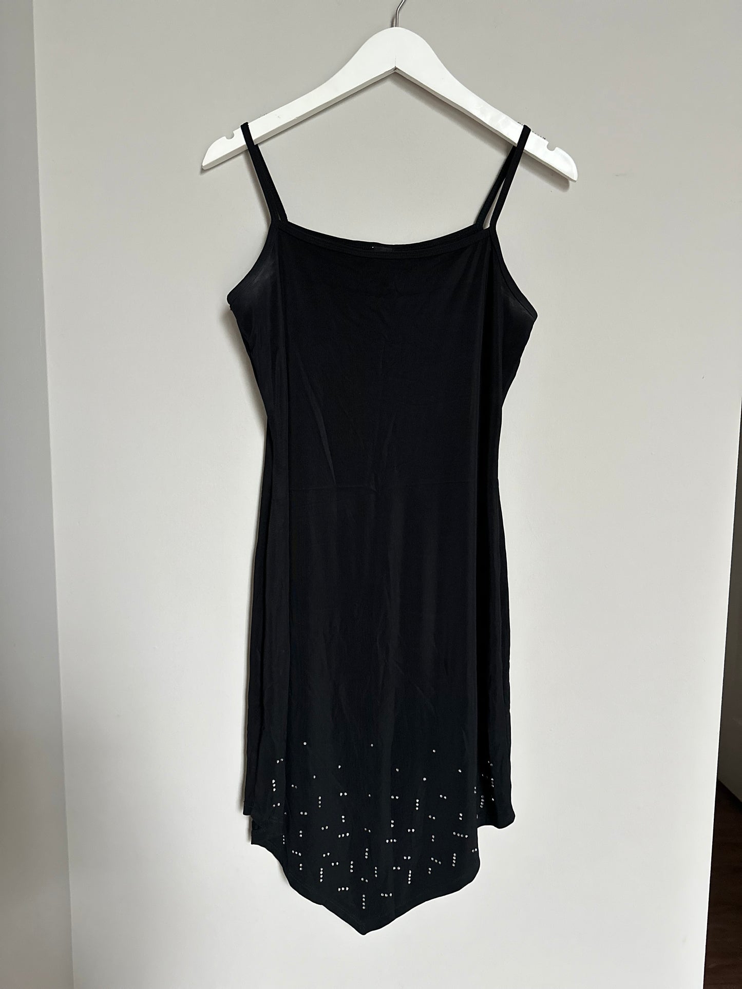 Vintage 2000s black beaded slip dress