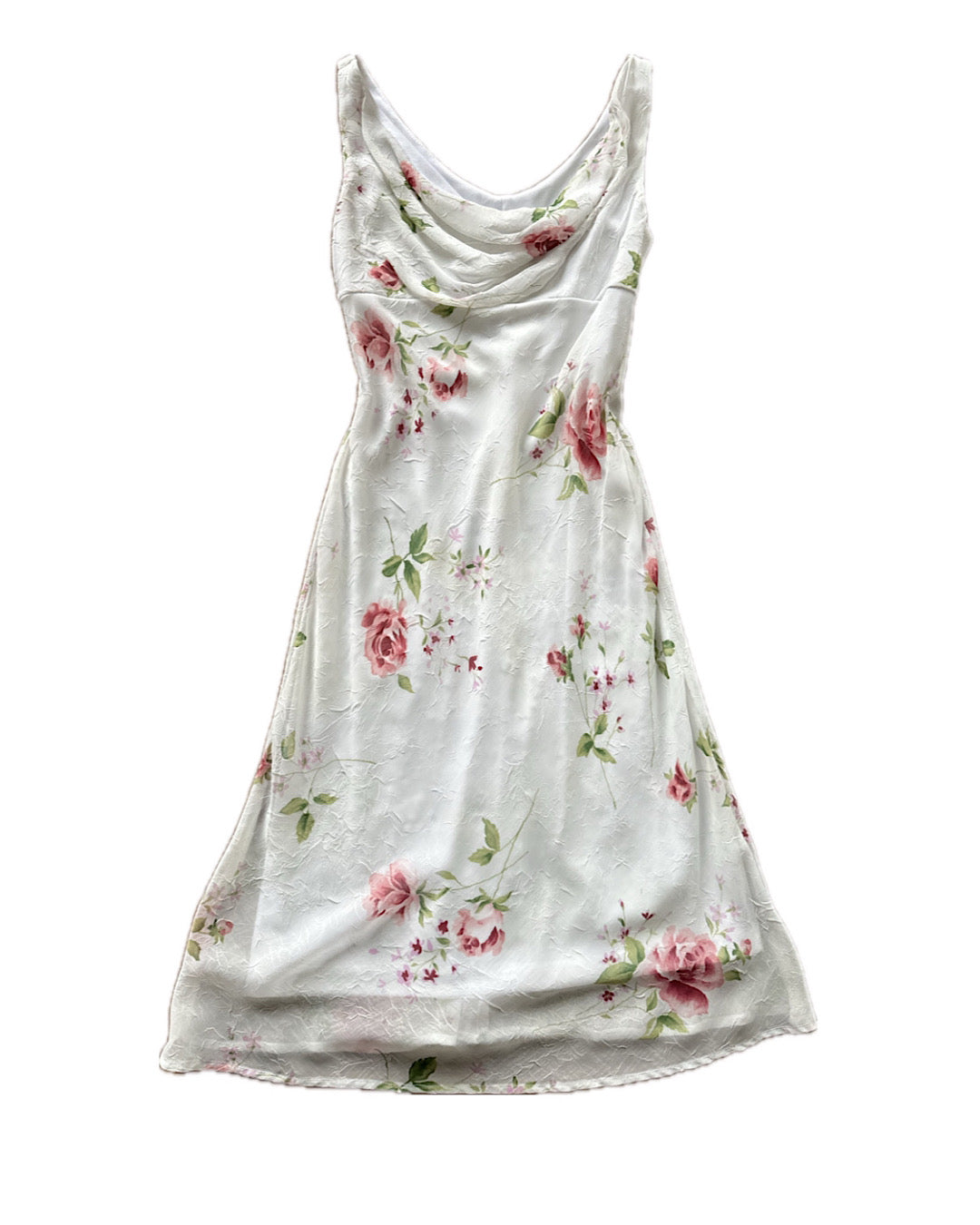 Vintage 2000 white floral slip midi dress