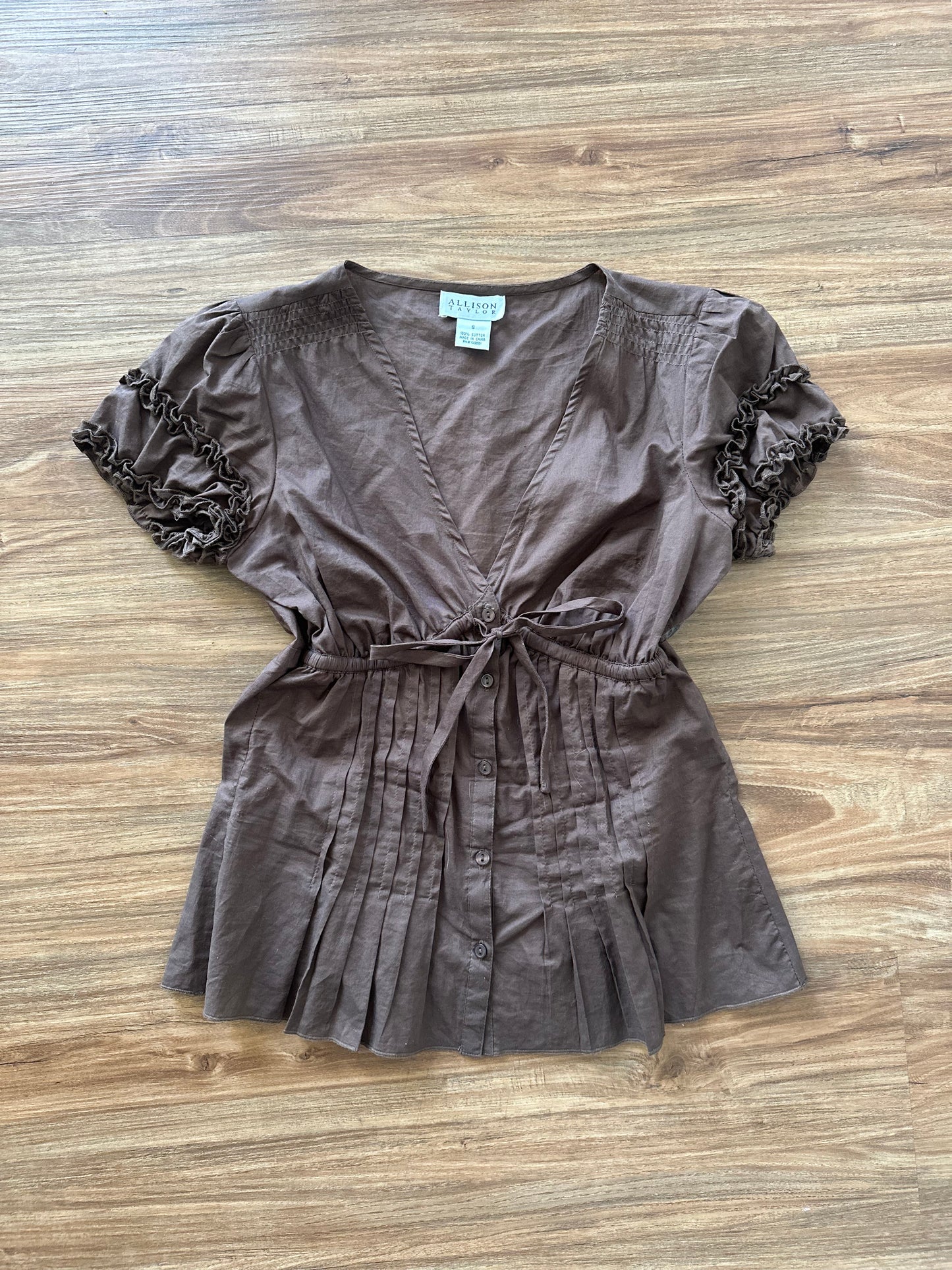 2000s brown babydoll with bow top