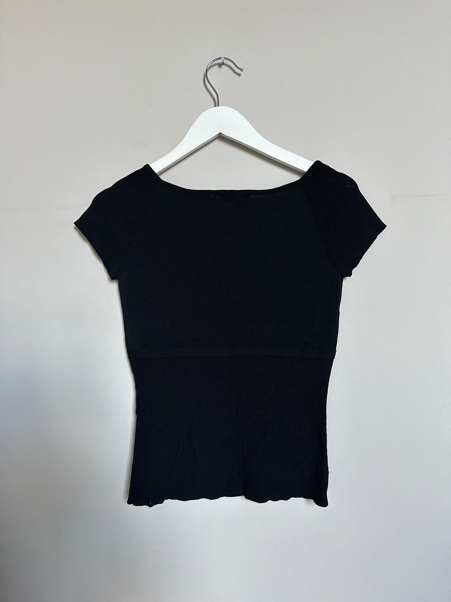 Vintage 90s black over shoulder bowed top