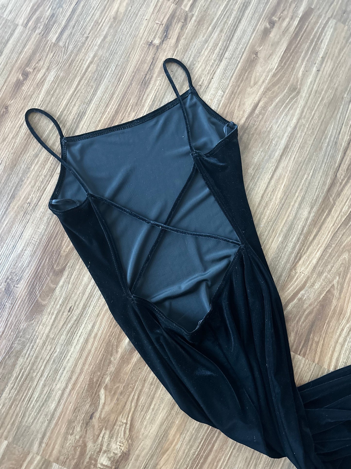 Vintage 90s black velvet maxi slip dress