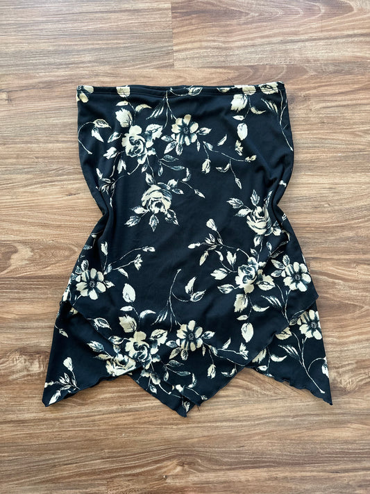 Vintage 90s black floral mini skirt