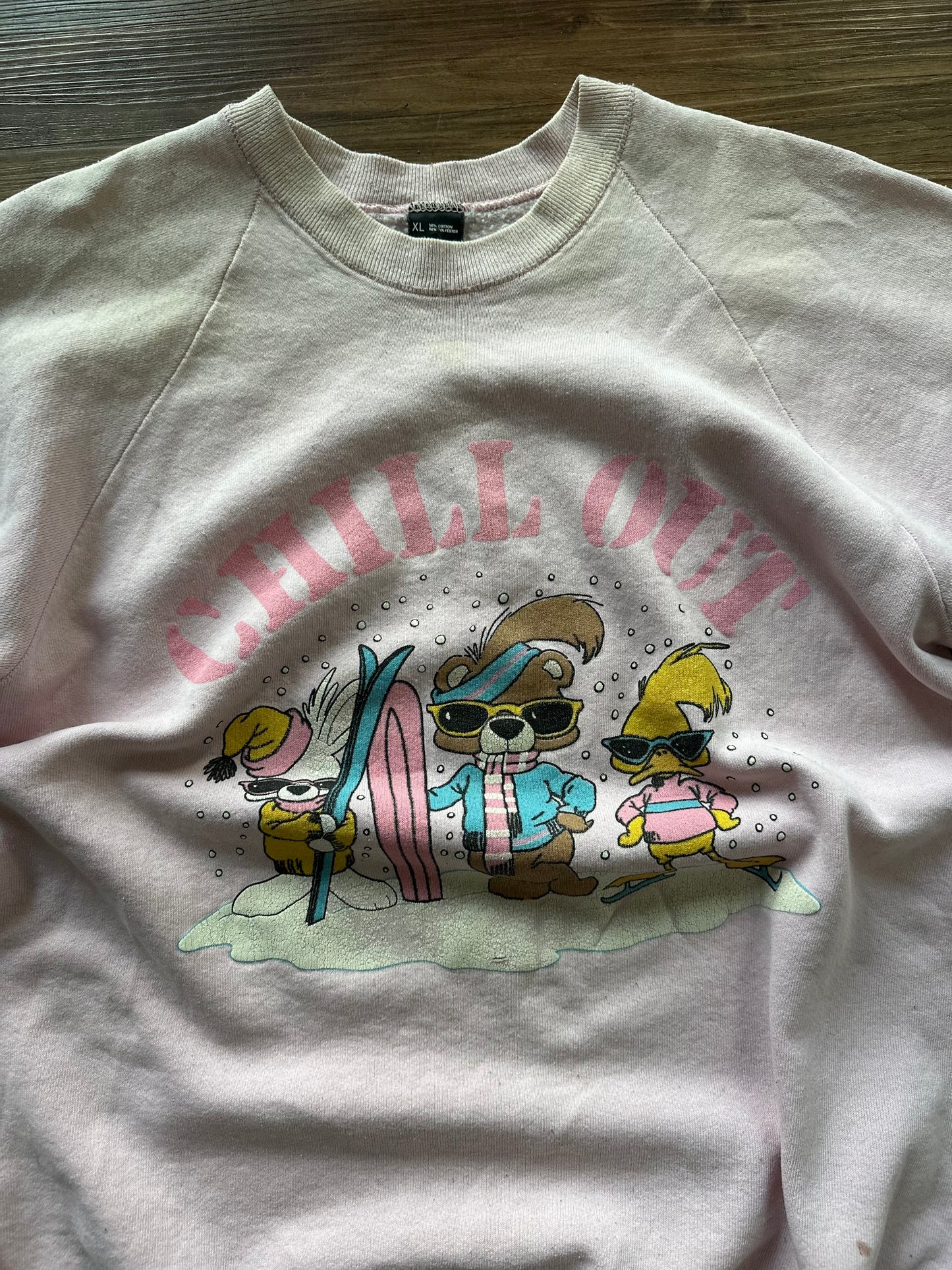 Vintage 90s “chill out” baby pink holiday sweater