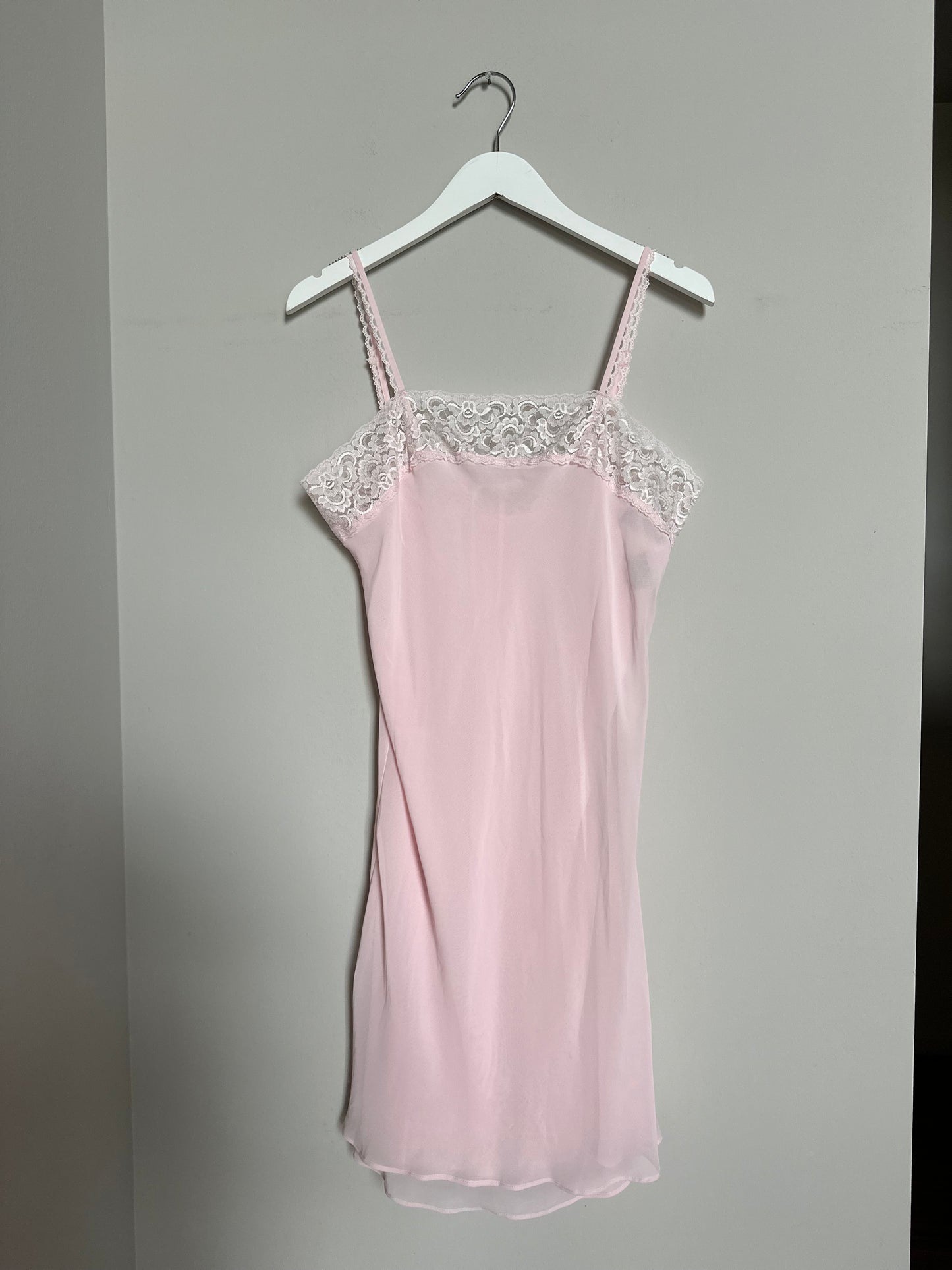 Vintage 2000s baby pink mesh slip dress