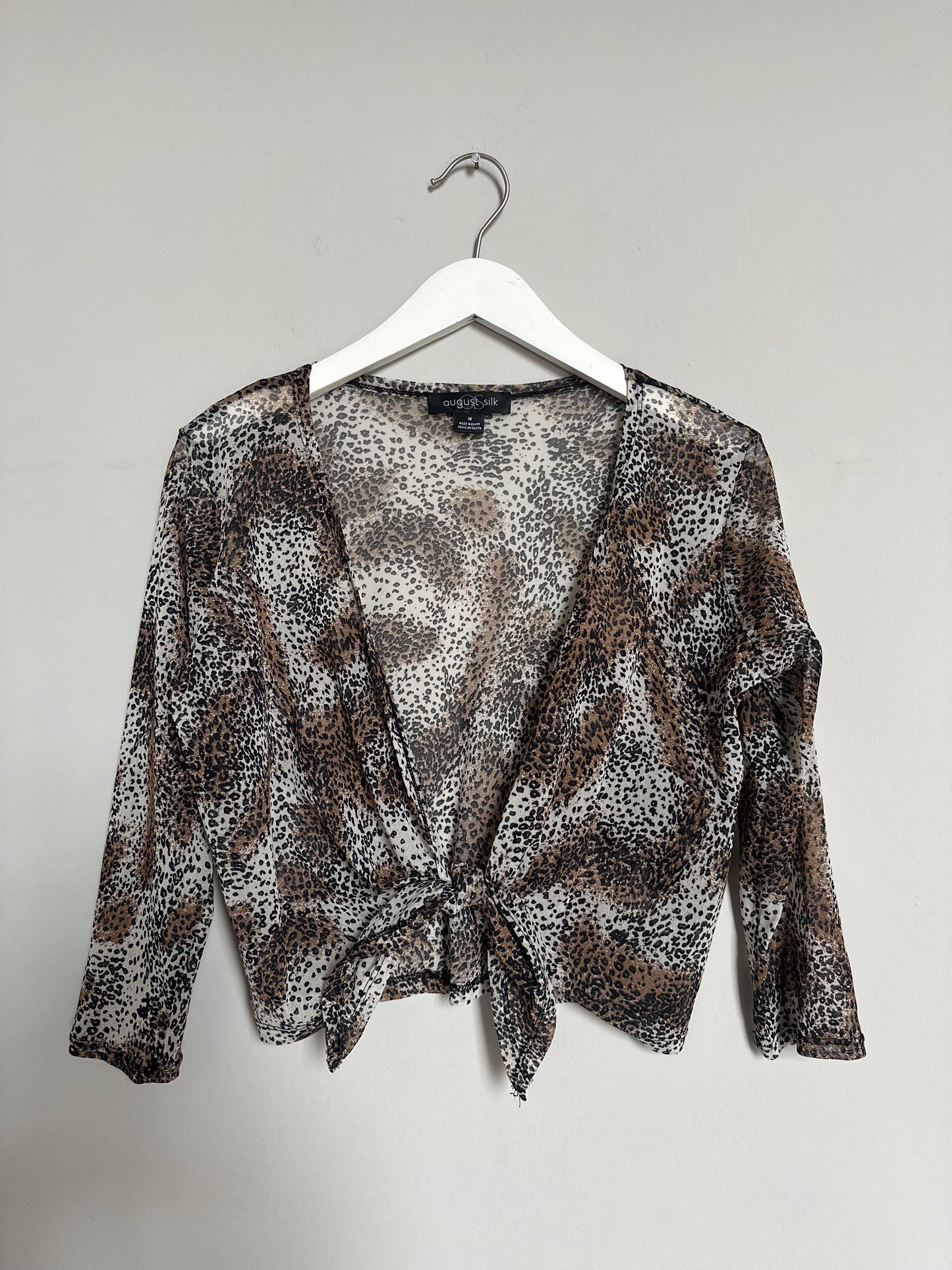 Vintage y2k leopard mesh front tie top