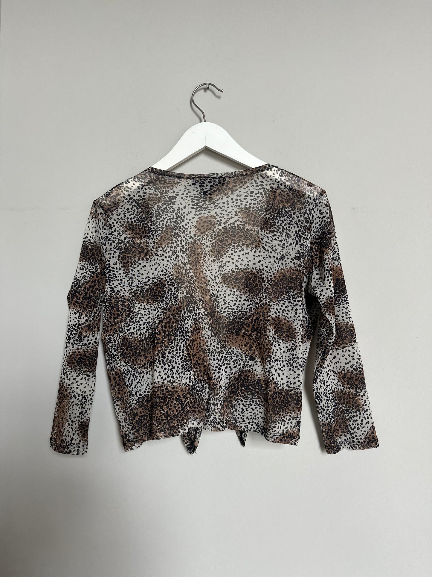 Vintage y2k leopard mesh front tie top